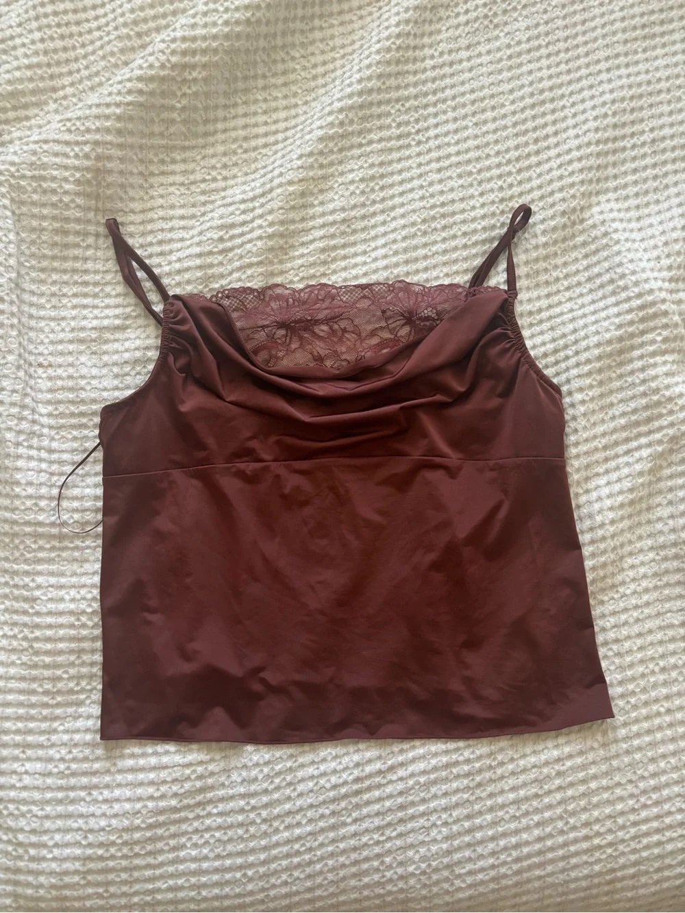 NWOT Intimately Free People Sophie Lace Trim Camisole jersey burgundy Large
